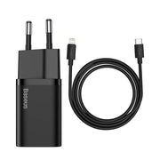 Încărcător Telefon Baseus 20W Super Si cu Cablu Lightning, USB C, 1m, Negru